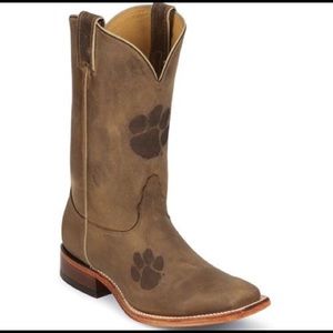 Leather Nocona cowboy boots w/ Clemson Paw
